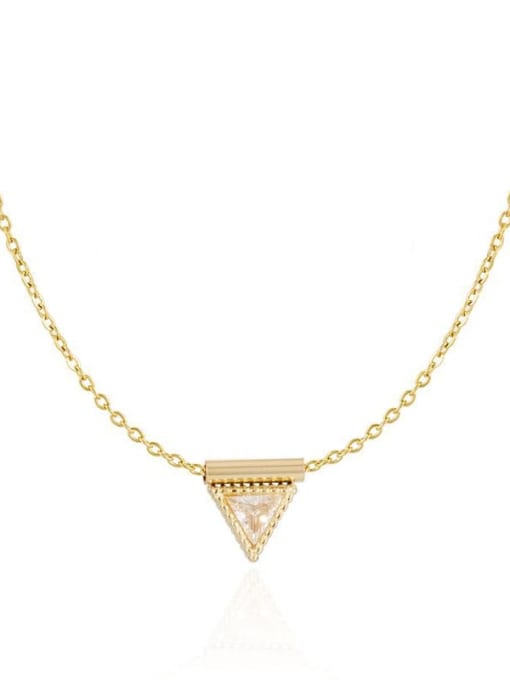 SN22032814 Stainless steel Cubic Zirconia Triangle Minimalist Necklace