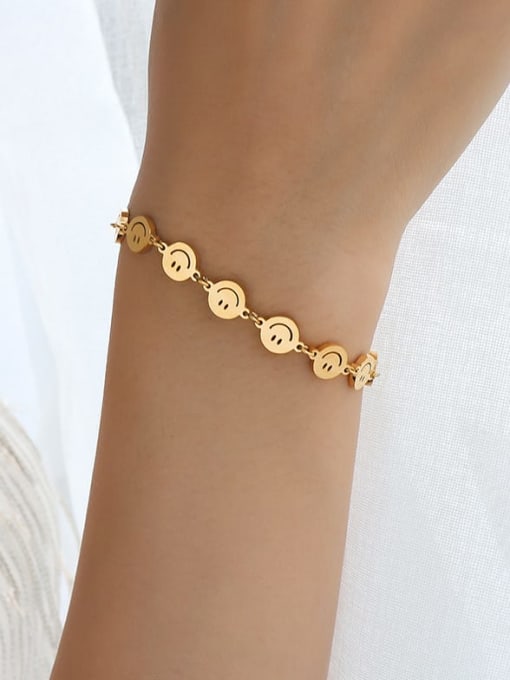 E027 gold bracelet 15+6cm Titanium 316L Stainless Steel Smiley Minimalist Bracelet with e-coated waterproof