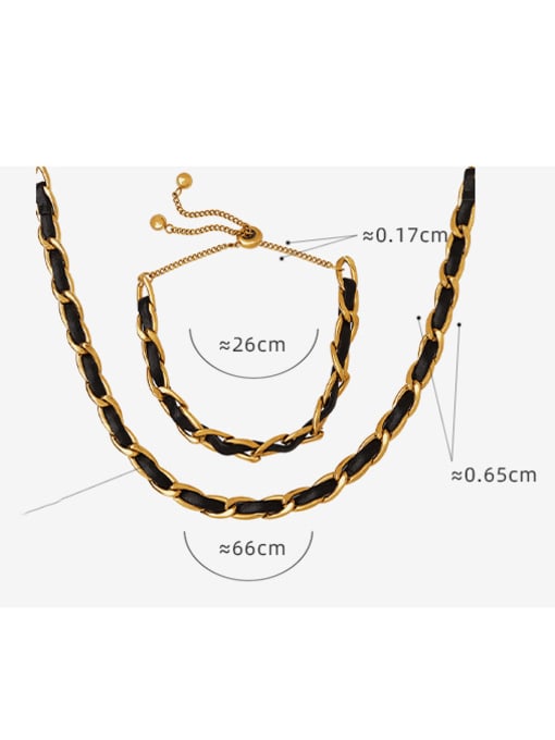 MAKA Titanium Steel Artificial LeatherVintage Chain  Bracelet and Necklace Set 3