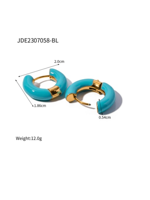 JDE2307058 BL Stainless steel Enamel Geometric Hip Hop Huggie Earring