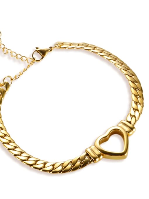 Hollow Heart Bracelet Gold Titanium Steel Heart Trend Link Necklace