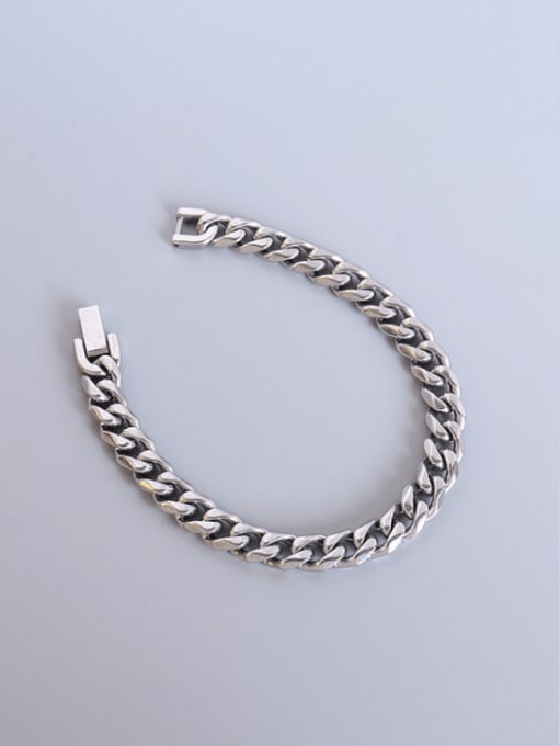 MAKA Titanium 316L Stainless Steel Geometric Chain Vintage Link Bracelet with e-coated waterproof 0