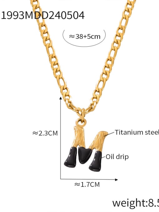 P1993 Gold Black Necklace M Titanium Steel Letter Hip Hop Necklace