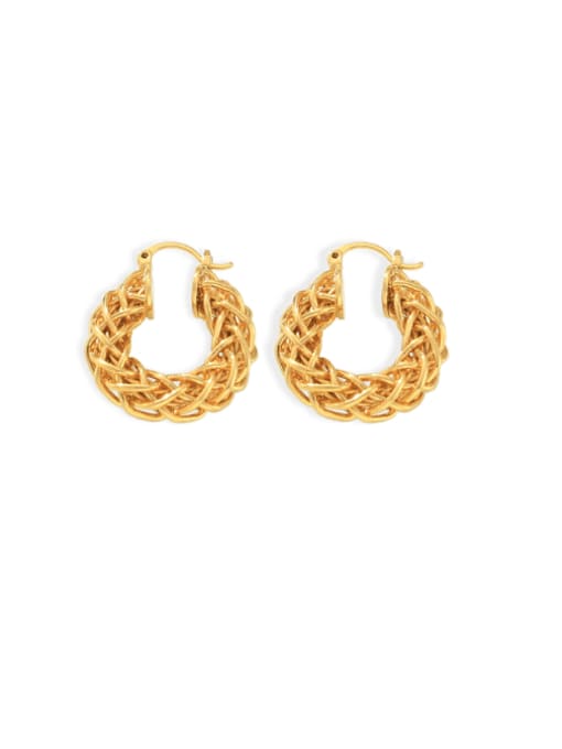 MAKA Brass Geometric Hip Hop Huggie Earring 0