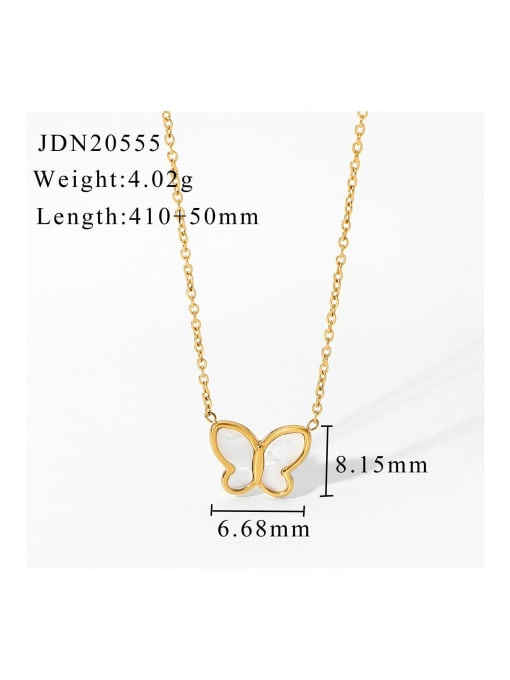 JDN20555 Stainless steel Shell White Butterfly Dainty Necklace