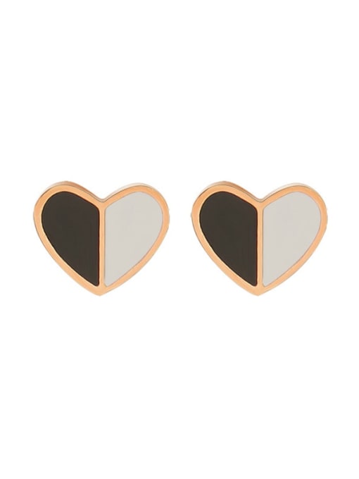 f411 Rose Gold Titanium 316L Stainless Steel Shell Heart Minimalist Stud Earring with e-coated waterproof