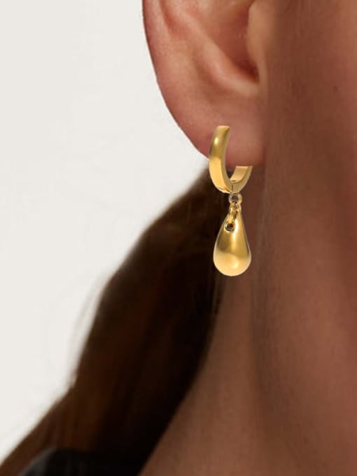 J&D Stainless steel Water Drop Minimalist Huggie Earring 1