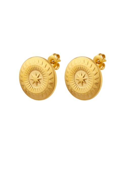 F265 Gold Earrings Titanium Steel Geometric Vintage Stud Earring