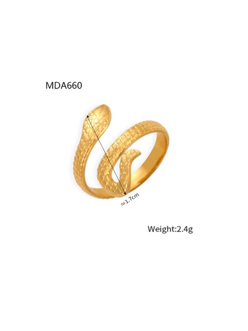 A660 Gold Ring Titanium Steel Snake Hip Hop Band Ring