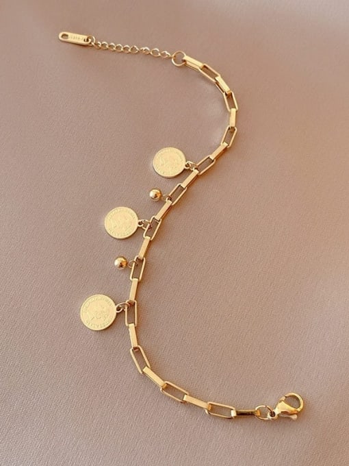 SL093 Women's Ace Bracelet Gold Titanium Steel Geometric Minimalist Link Bracelet