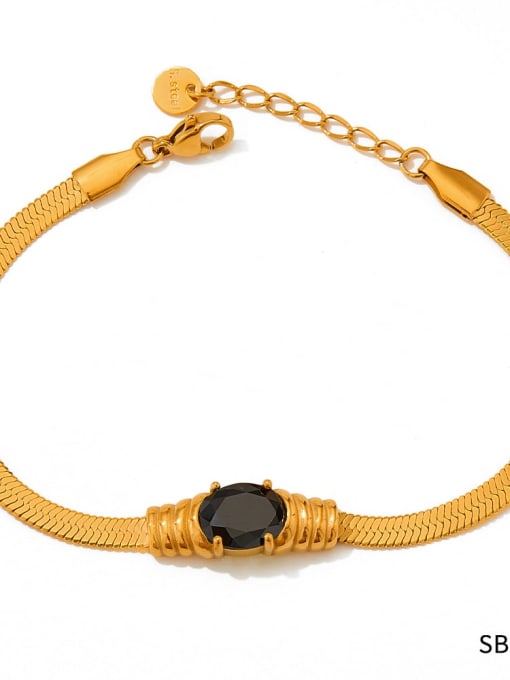 SBK059 Gold Bracelet Trend Geometric Stainless steel Cubic Zirconia Bracelet and Necklace Set