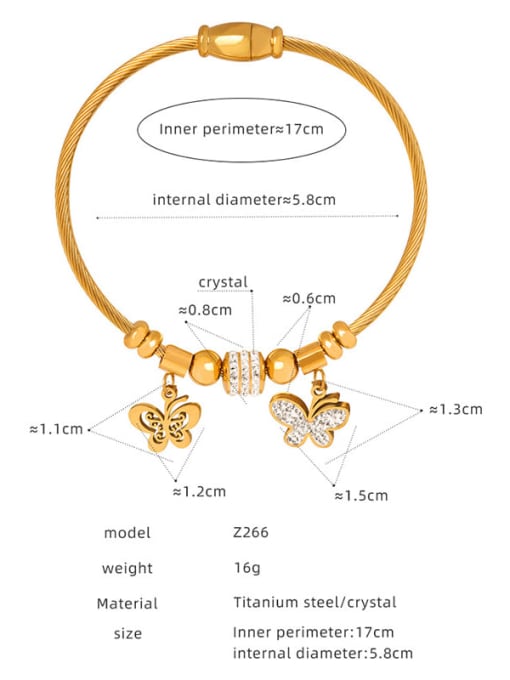 Z266 Gold Bracelet Titanium Steel Cubic Zirconia Geometric Trend Band Bangle