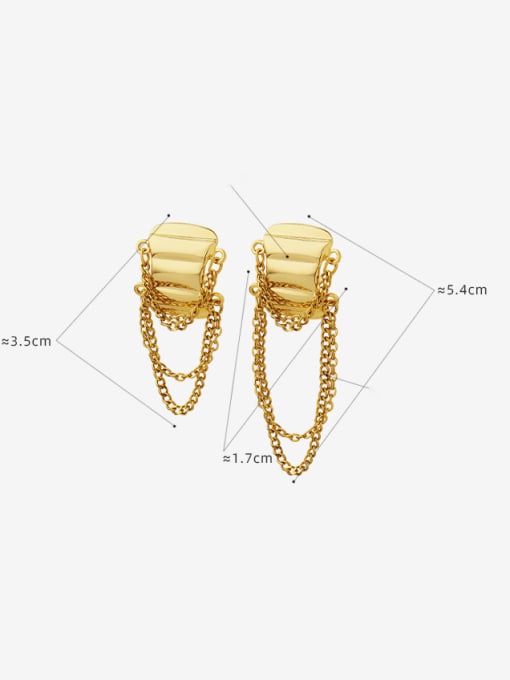 MAKA Brass Asymmetrical   Geometric Tassel Vintage Earring 2