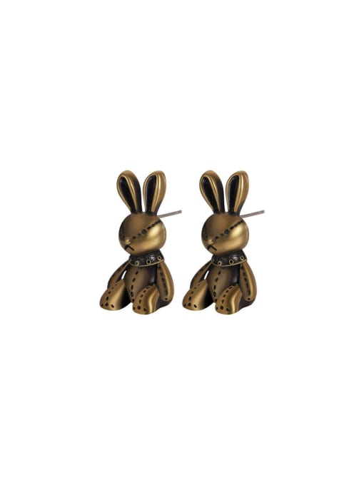 Clioro Brass Rabbit Vintage Stud Earring 0
