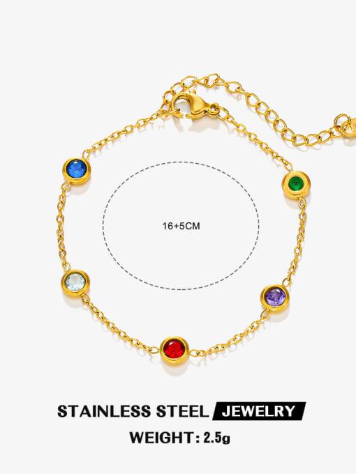 Colorful diamond bracelet Stainless steel Rhinestone Geometric Minimalist Link Bracelet