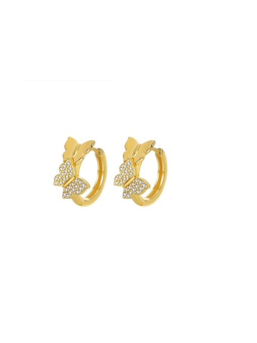 Clioro Brass Cubic Zirconia Bowknot Dainty Stud Earring 0