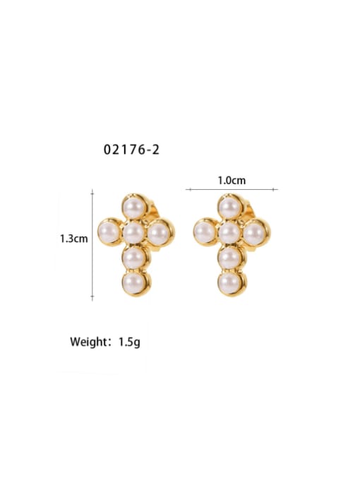 JDE202176 2 Stainless steel Imitation Pearl Geometric Minimalist Stud Earring