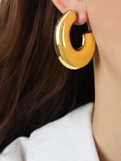 F1324 Large Gold Earrings Titanium Steel Geometric Minimalist Stud Earring