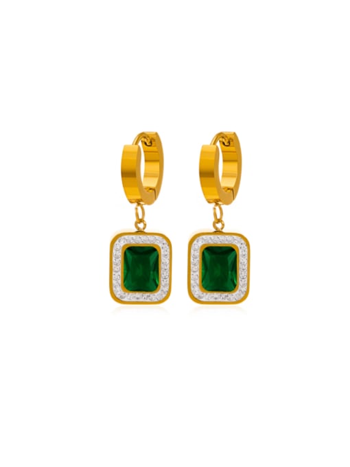 Gold earrings Stainless steel Glass Stone Geometric Vintage Huggie Earring