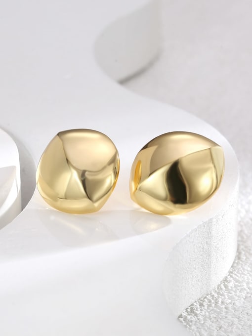 H01562 Gold Brass Geometric Trend Stud Earring