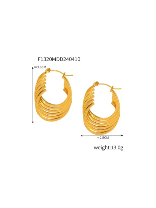 F1320 Gold Earrings Titanium Steel Geometric Hip Hop Huggie Earring