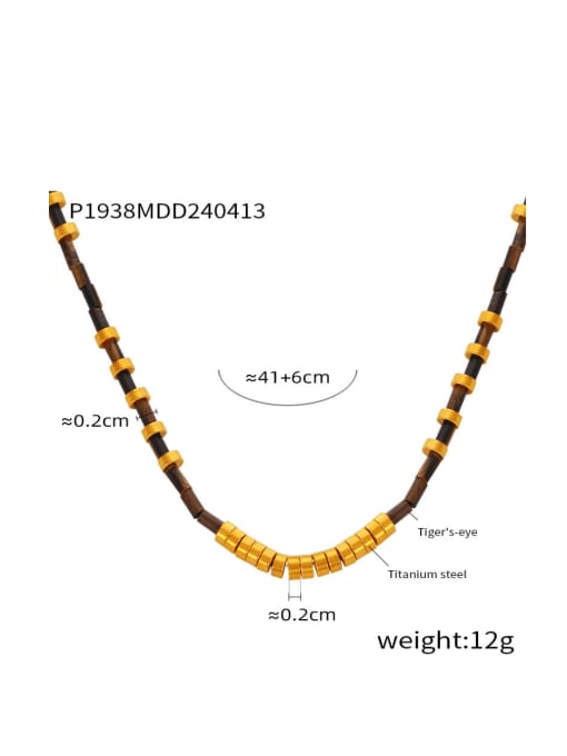 P1938 Golden Necklace Brass Natural Stone Geometric Bohemia Long Bead Strand Necklace