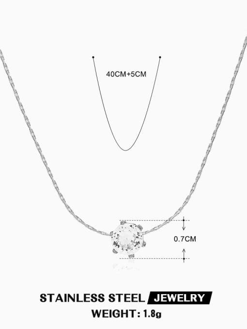 Steel color 6-claw necklace Stainless steel Cubic Zirconia Geometric Minimalist Necklace