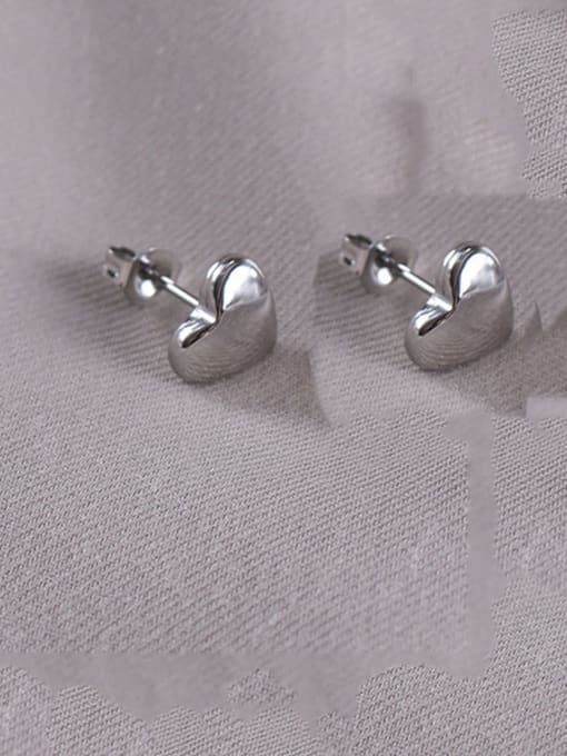 Steel Titanium 316L Stainless Steel Smooth Heart Minimalist Stud Earring with e-coated waterproof