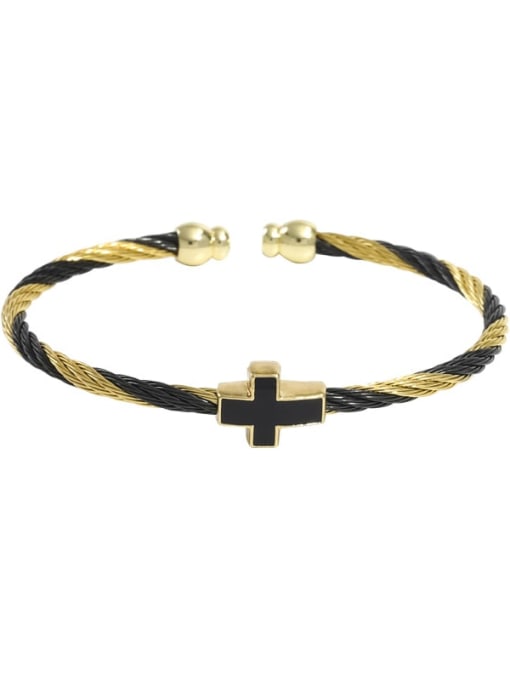 Style 8 (Perforated Cross) Stainless steel Enamel Cross Vintage Cuff Bangle