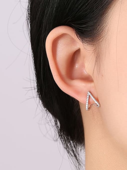 Clioro Brass Cubic Zirconia Triangle Minimalist Stud Earring 1