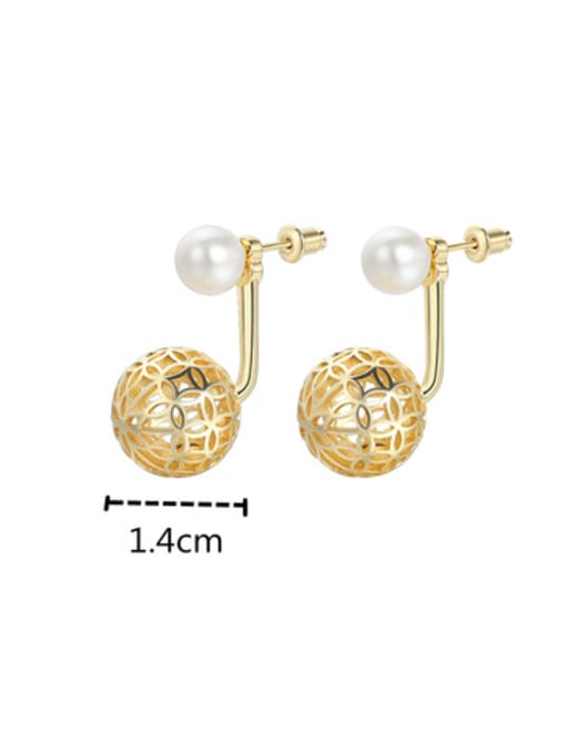 Clioro Brass Hollow Round  Ball Minimalist Stud Earring 3
