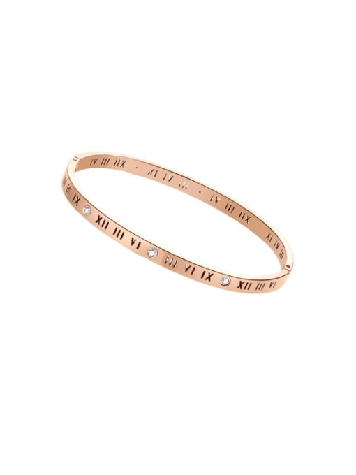 K.Love Titanium Steel Hollow Roman Numeral Rose Minimalist Band Bangle