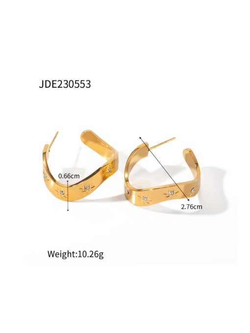 JDE230553 Stainless steel Geometric Hip Hop Stud Earring