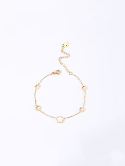 K.Love Titanium Steel Dainty Flower Shell Earring Bracelet and Necklace Set 0