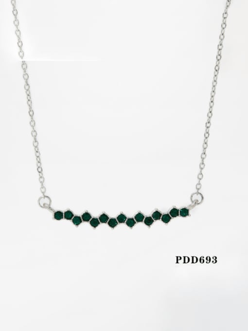 Platinum+ Green PDD693 Stainless steel Cubic Zirconia Geometric Dainty Necklace