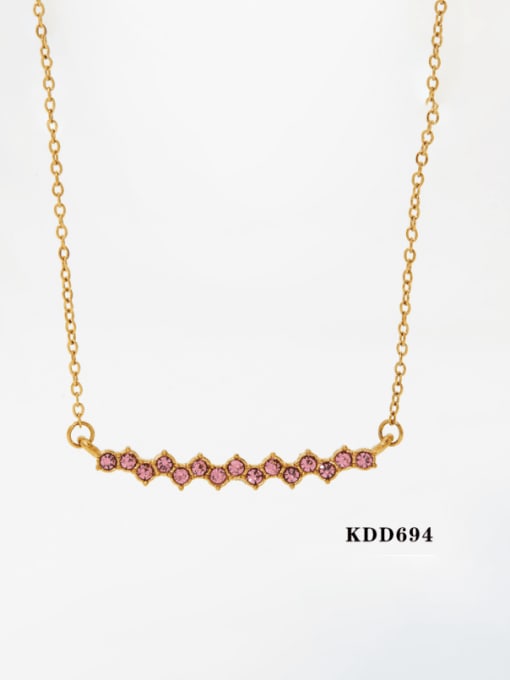 Gold +colored  KDD705 Stainless steel Cubic Zirconia Geometric Dainty Necklace