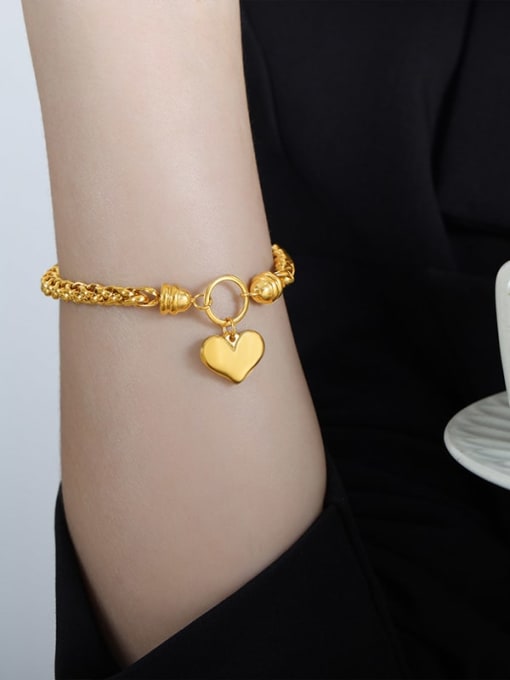 E471 Gold Bracelet 18+ 4cm Titanium Steel Heart Trend Bracelet