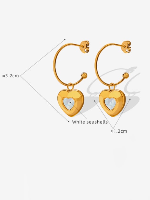MAKA Titanium Steel Shell Heart Minimalist Hook Earring 2
