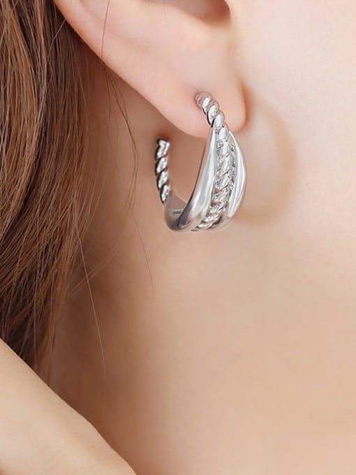 F728 steel earrings Brass Geometric Vintage Stud Earring