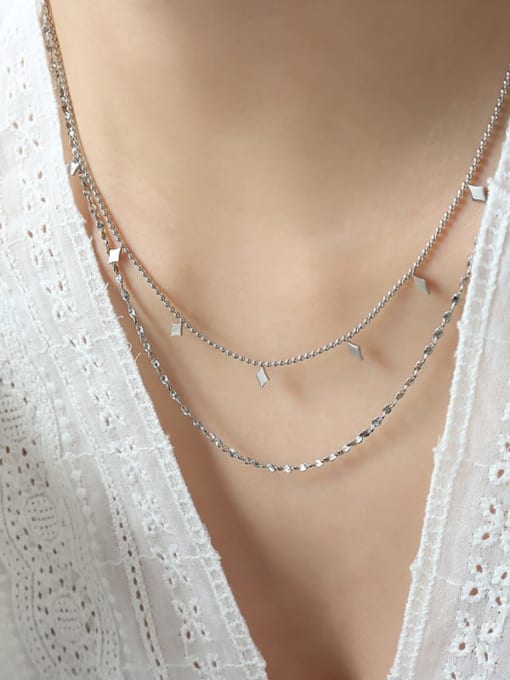 P1057 Steel color necklace 40/ 45+ 5cm Titanium Steel Geometric Minimalist Multi Strand Necklace