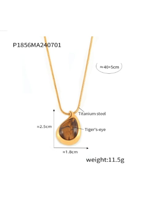 P1856 Golden Necklace Titanium Steel Tiger Eye Water Drop Hip Hop Necklace