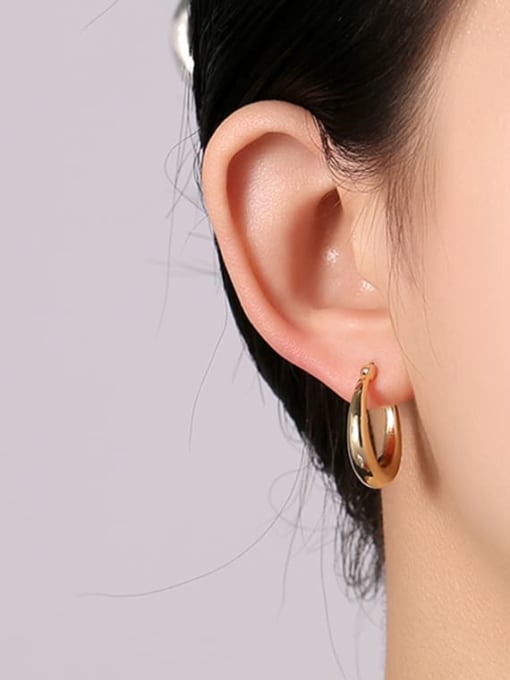 Clioro Brass Geometric Minimalist Huggie Earring 1