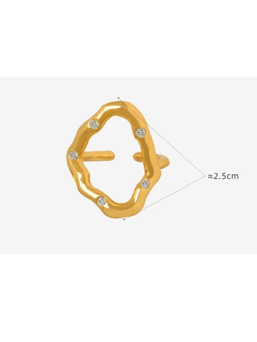 MAKA Titanium Steel Cubic Zirconia Geometric Trend Band Ring 2