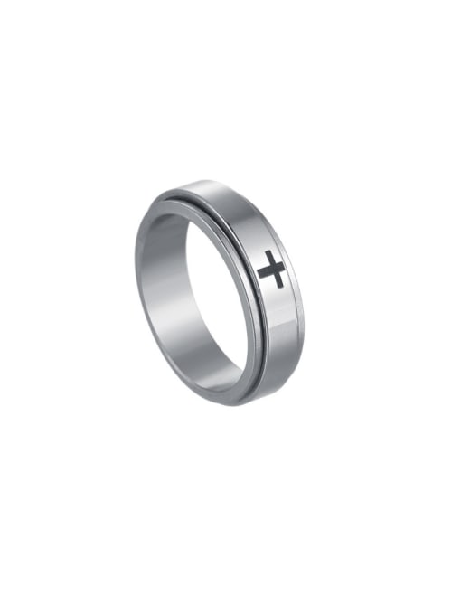 SM-Men's Jewelry Titanium Steel Cross Minimalist Laser Men's Turning Ring 2