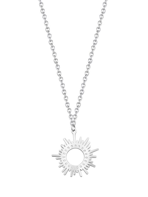 silver Six Pointed Sun Clavicle Titanium Steel Necklace