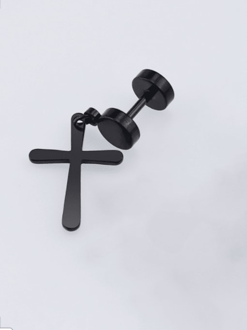 BELII Stainless steel Smooth Cross Minimalist Single Earring(Single-Only One) 2