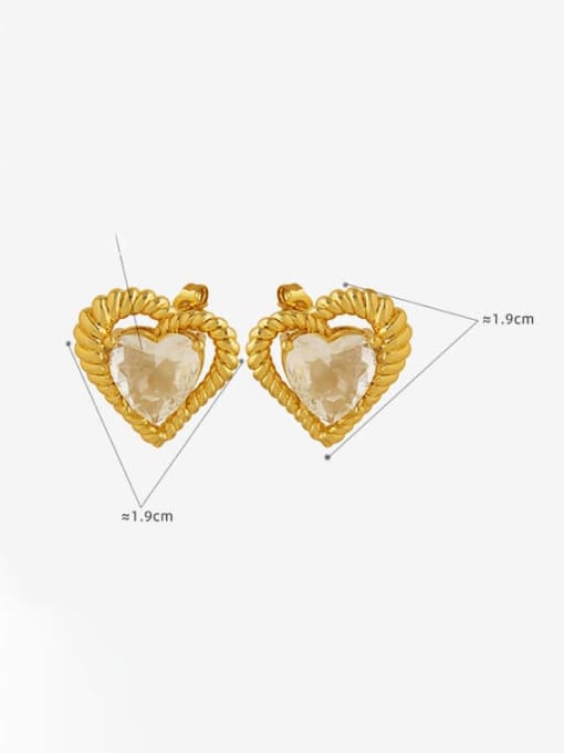 MAKA Brass Cubic Zirconia Heart Dainty Stud Earring 2