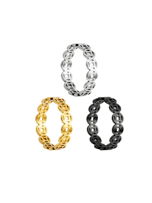 SM-Men's Jewelry Titanium Steel Hollow Geometric Minimalist Band Ring 0