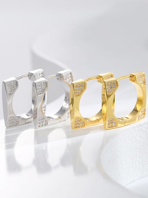Clioro Brass Cubic Zirconia Geometric Dainty Stud Earring 2