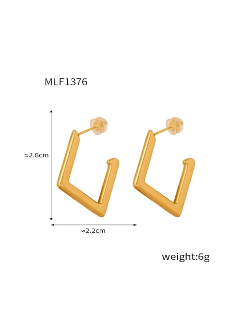F1376 Diamond Gold Earrings Titanium Steel Geometric Minimalist Drop Earring